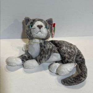 TY Gray and White Cat Plush Toy “PURR”